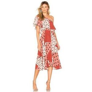 House of Harlow Revolve Womens Patchwork Midi Dress XS Rose Pink Boho Flowy NWT